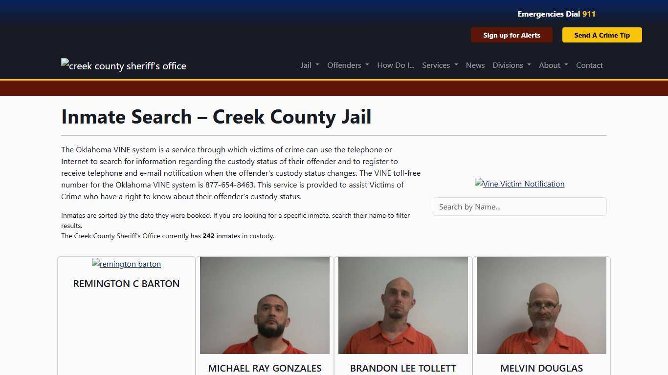 Inmate Search Creek County Sheriff's Office